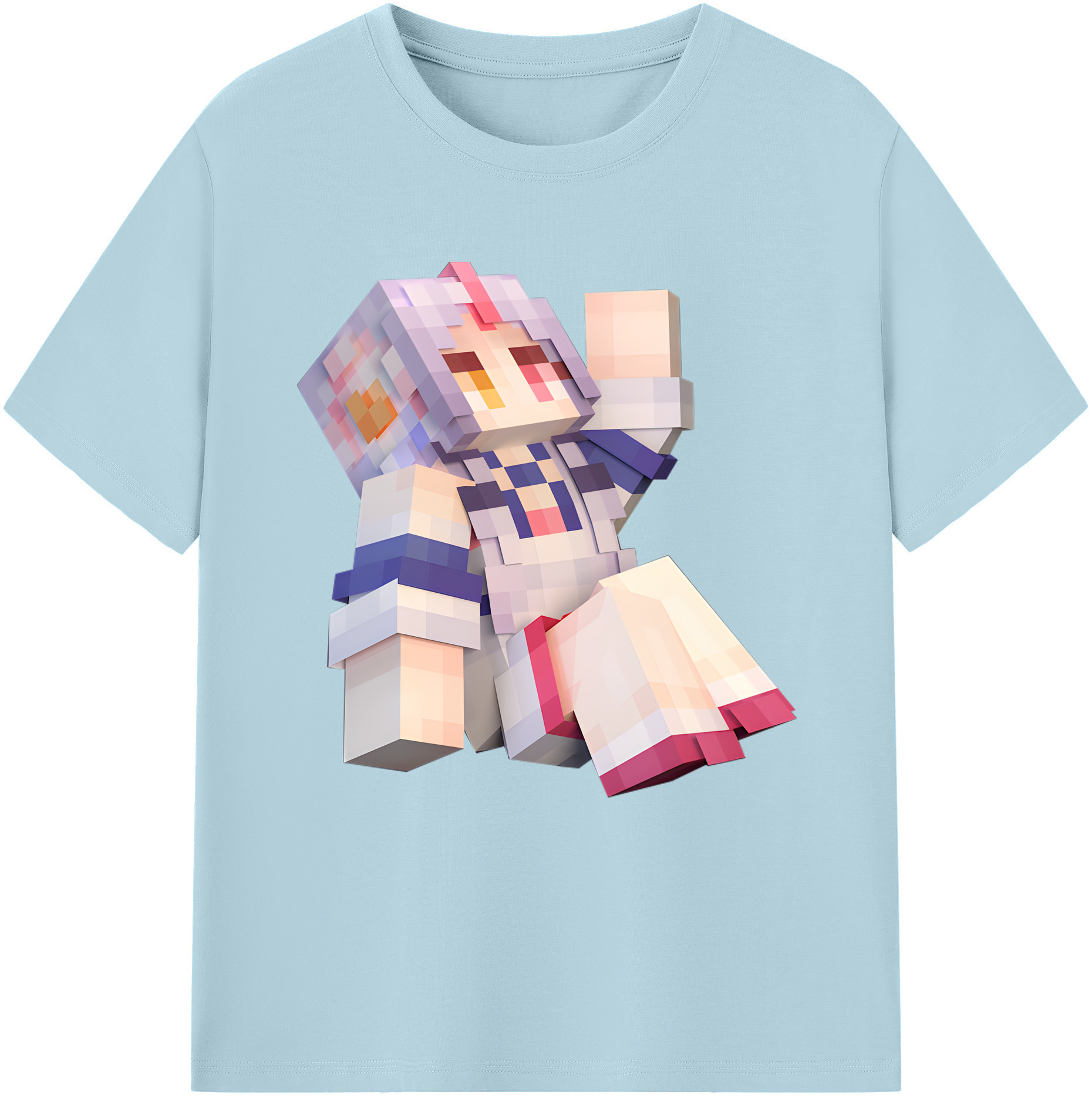 （画像用） マインクラフト ブロックの世界 Minecraft MC Block world 綿100％半袖Tシャツ（フロントプリント）